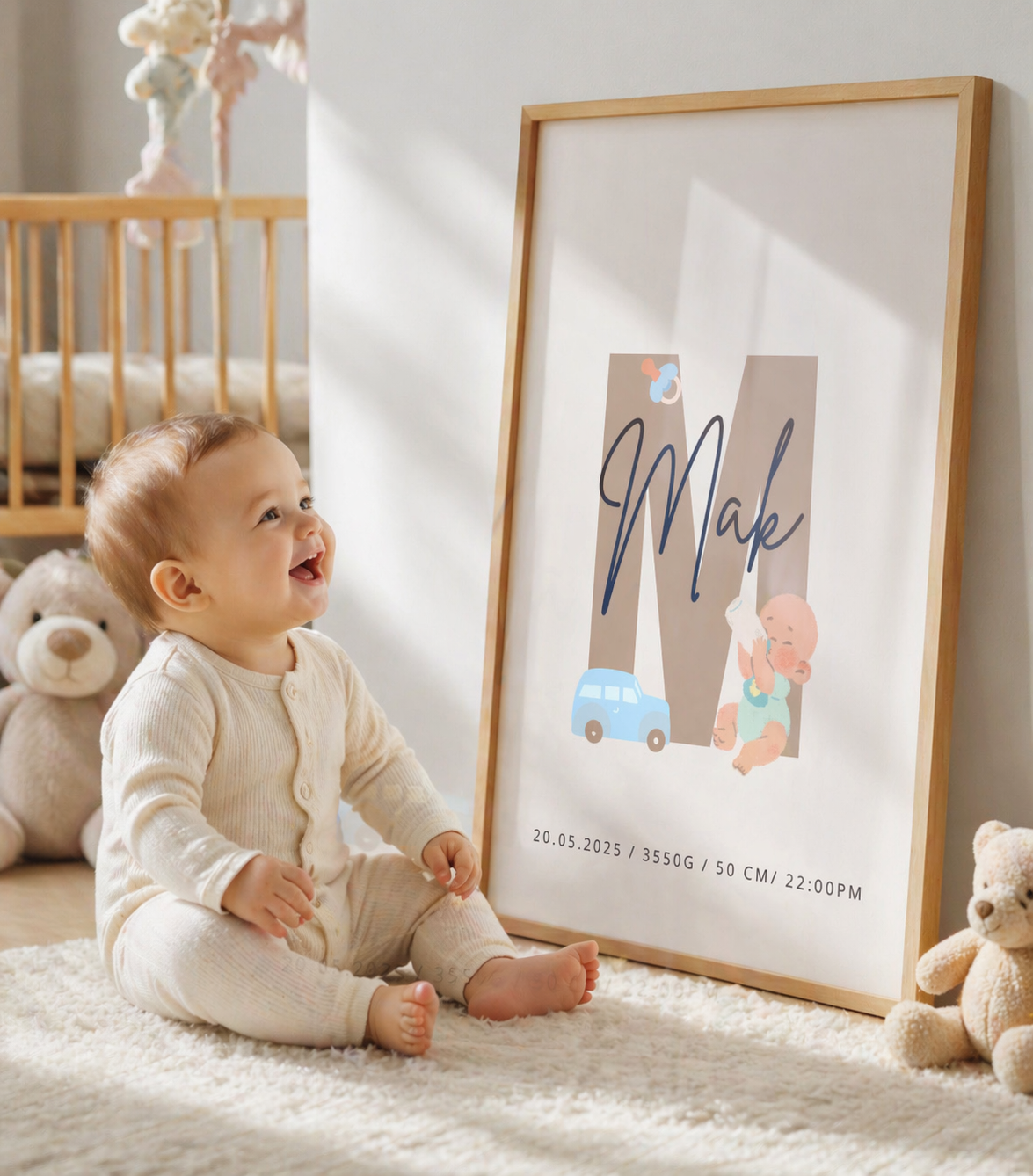 Personalizirani Birth Poster - Slovo s motivima