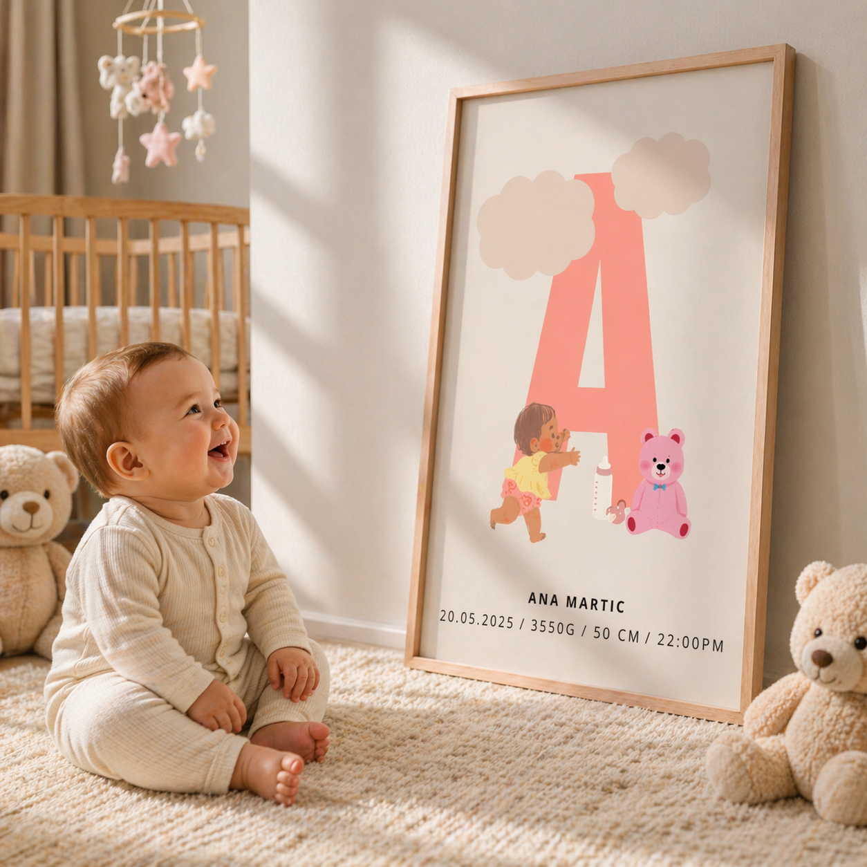 Personalizirani Birth Poster - Slovo s motivima
