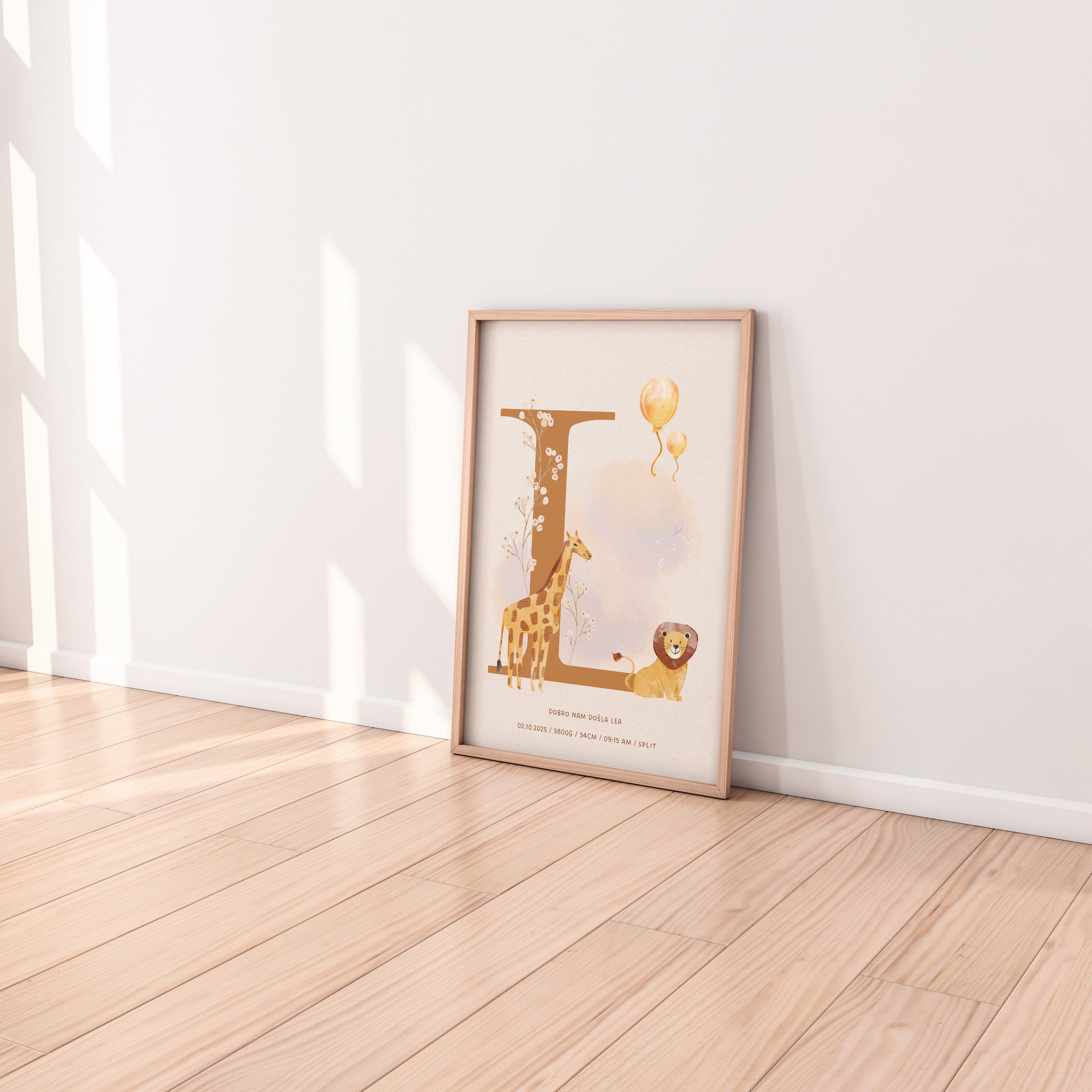 Personalizirani poster rođenja bebe - framed art