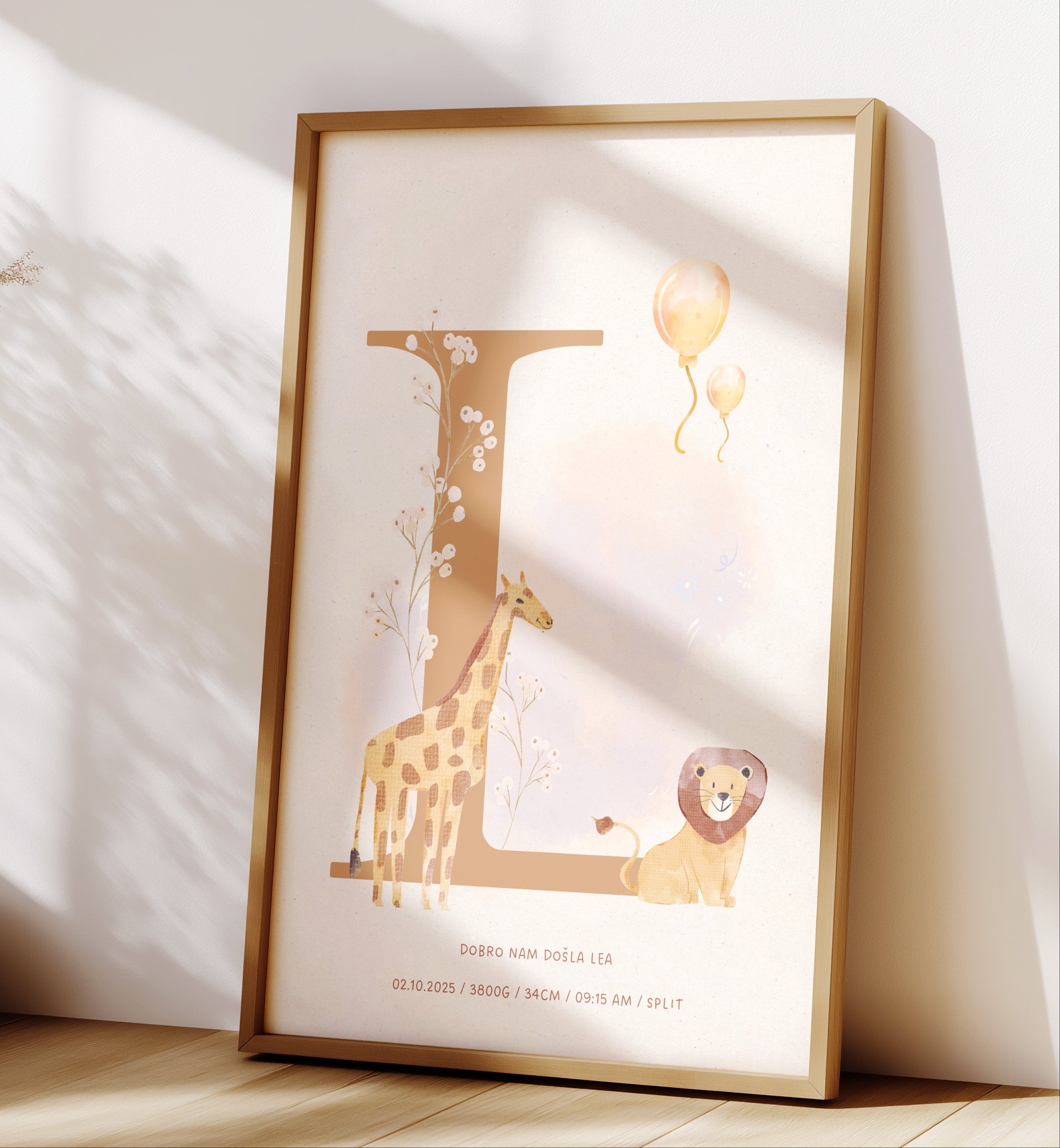Personalizirani poster rođenja bebe - framed art