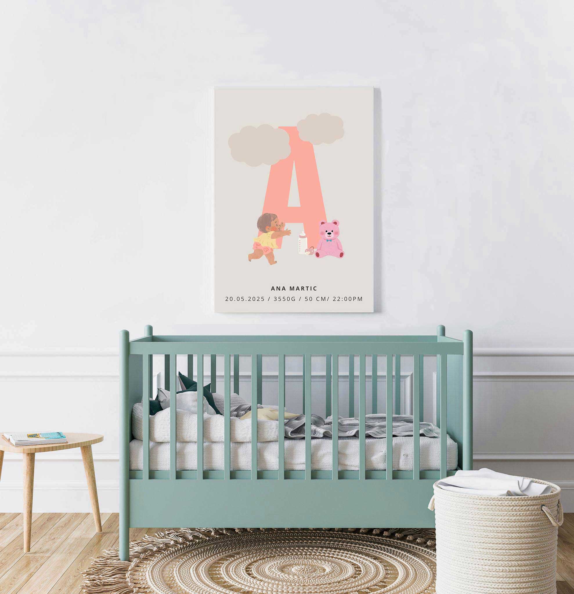 Personalizirani Birth Poster - Slovo s motivima