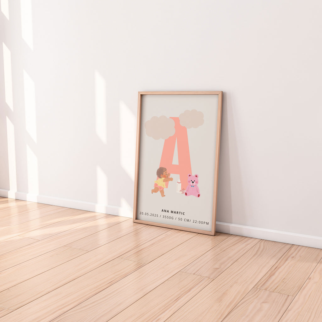 Personalizirani Birth Poster - Slovo s motivima
