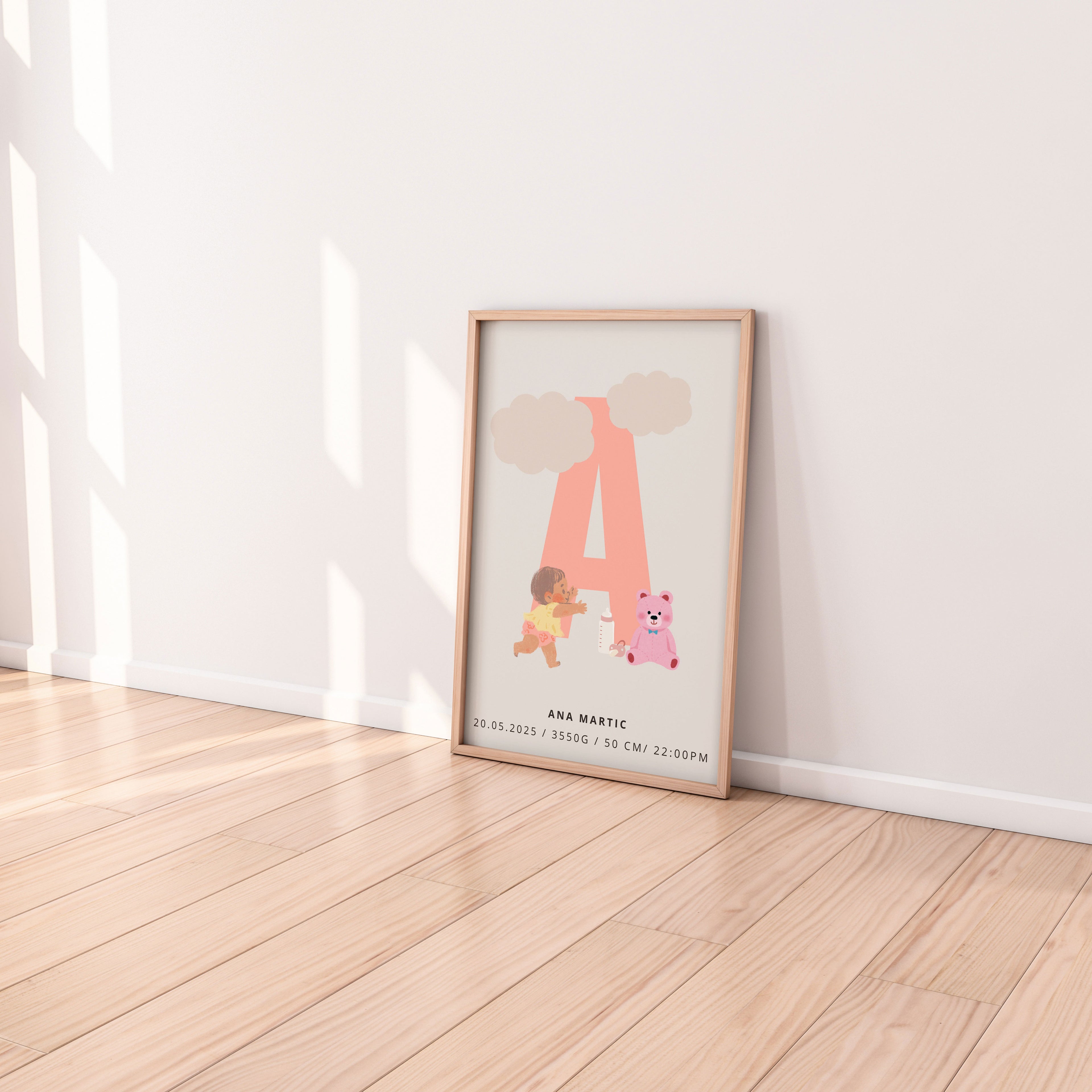 Personalizirani Birth Poster - Slovo s motivima