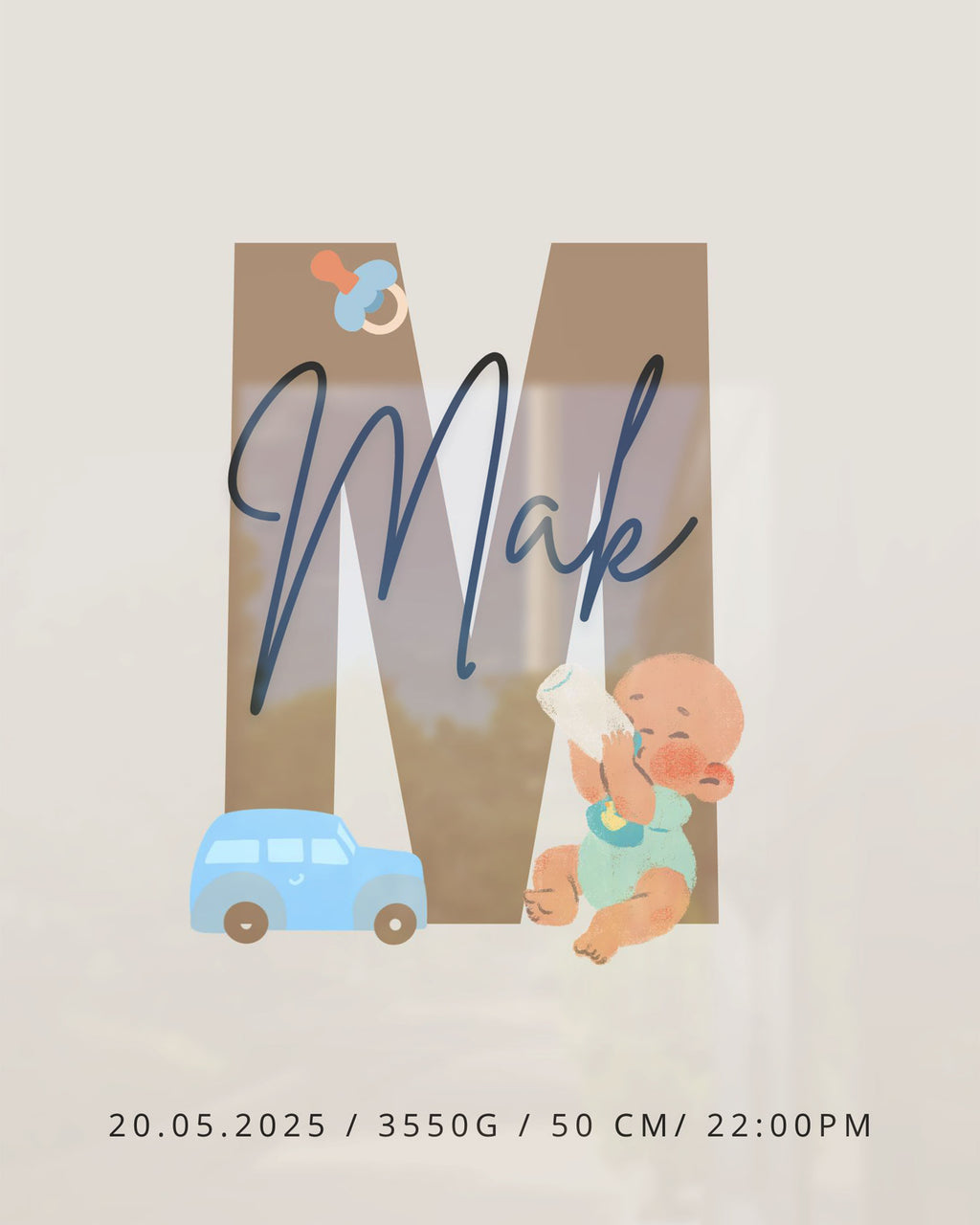 Personalizirani Birth Poster - Slovo s motivima