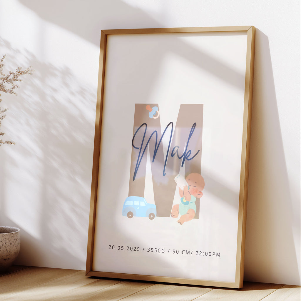 Personalizirani Birth Poster - Slovo s motivima