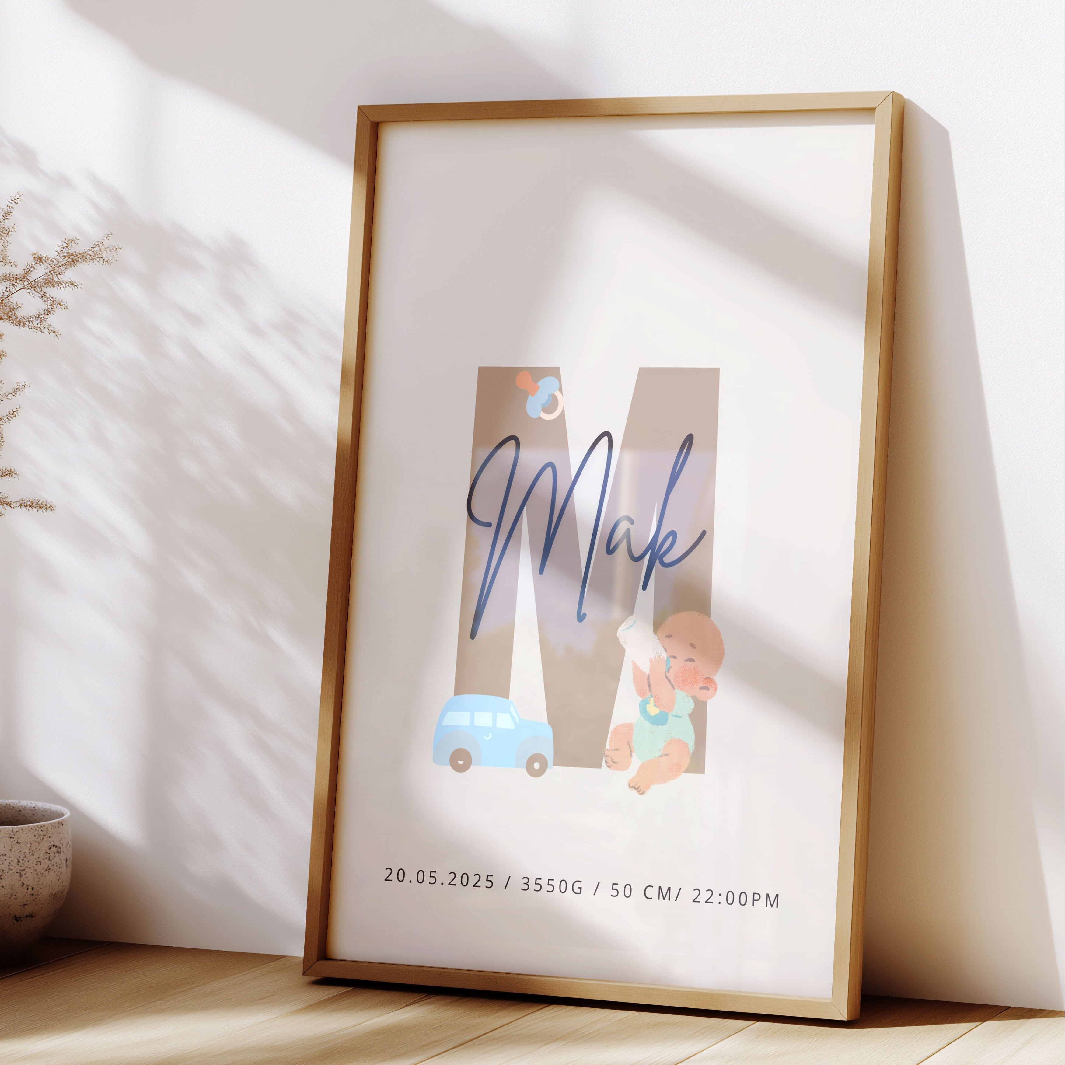 Personalizirani Birth Poster - Slovo s motivima