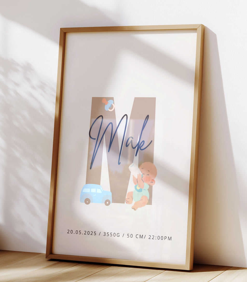 Personalizirani Birth Poster - Slovo s motivima