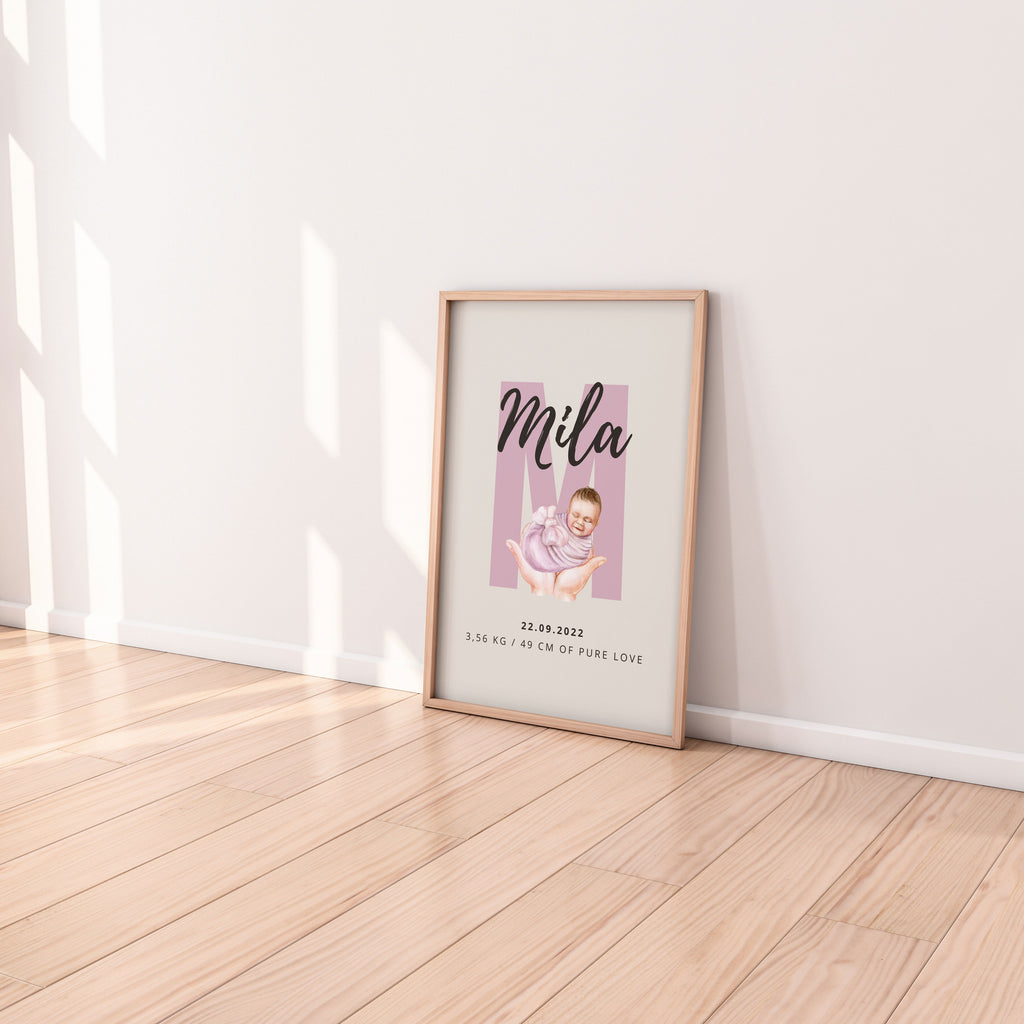 Personalizirani Birth Poster - Slovo s motivima