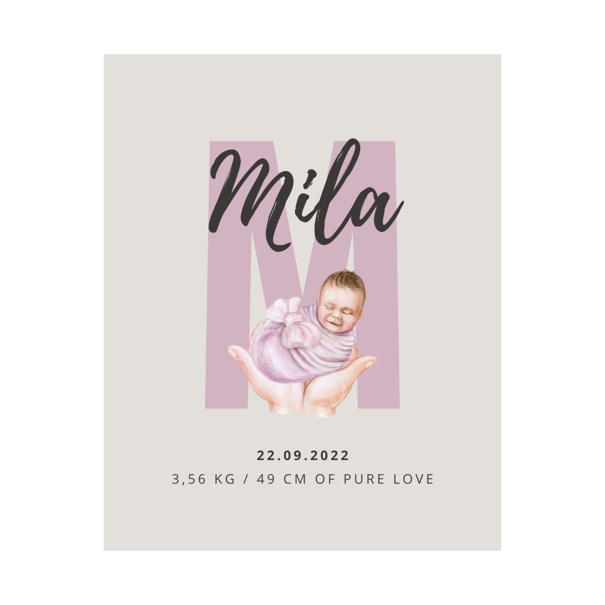 Personalizirani Birth Poster - Slovo s motivima - printed poster